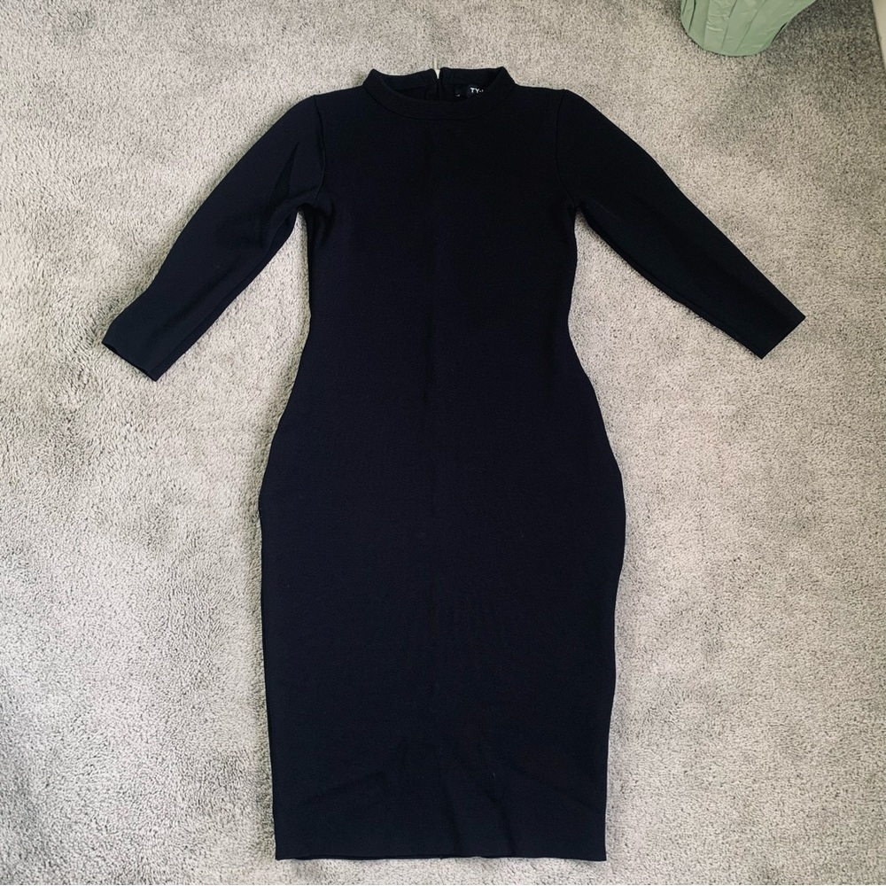 TY-LR BANDAGE 1/2 SLEEVE MIDI DRESS